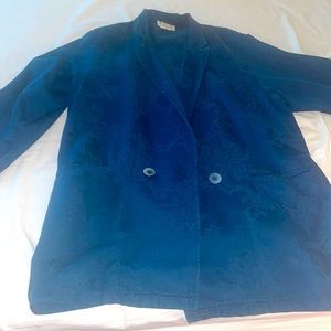 Deep blue long double breasted 100% cotton jacket